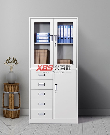 偏五斗鋼制鐵皮文件柜-辦公文件柜，興百勝文件柜廠家